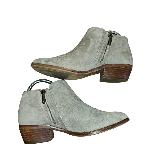 Sam Edelman Boots: Suede Putty Women’s Size 7 Ankle Booties Tan Beige Block Heel - Picture 5 of 7